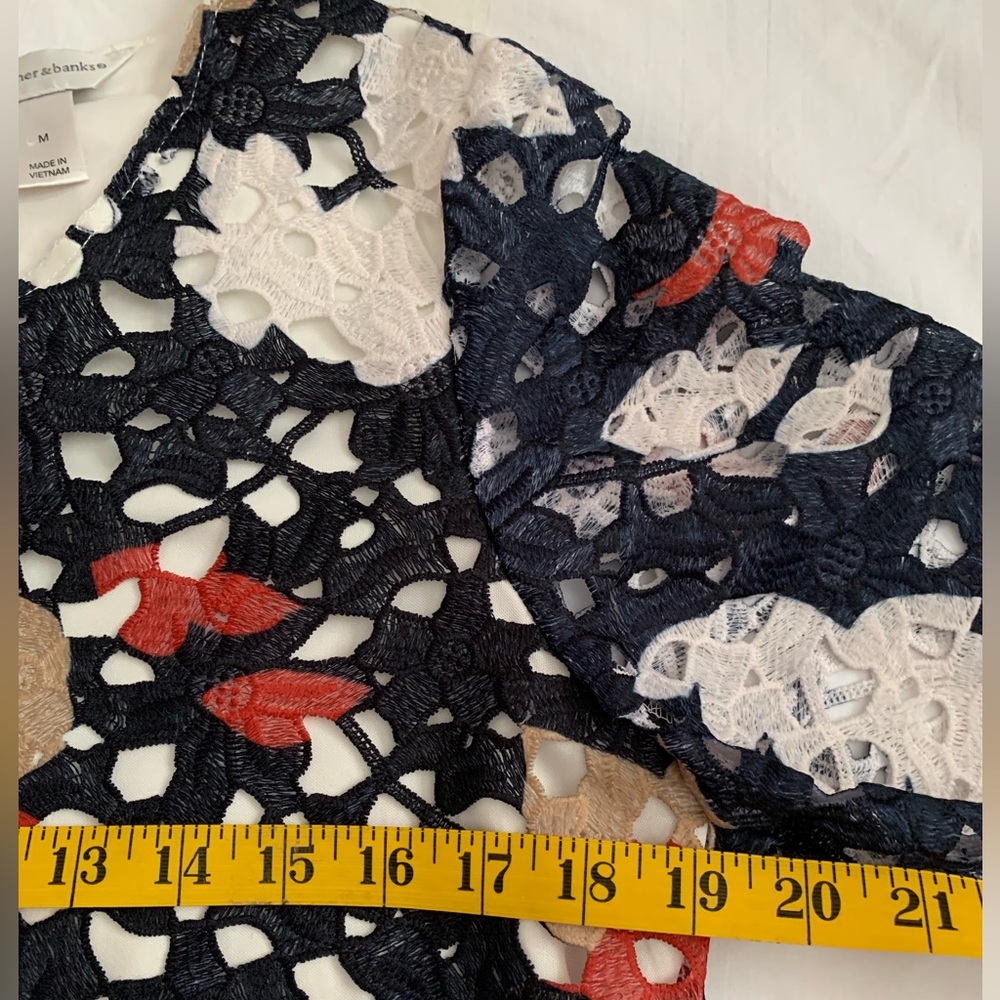 Christopher & Banks Floral Lace Top with Liner | Navy Red White | Medium - Picture 6 of 11
